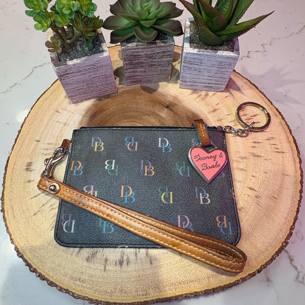 Dooney & Bourke Black Wristlet with Multicolor Logo